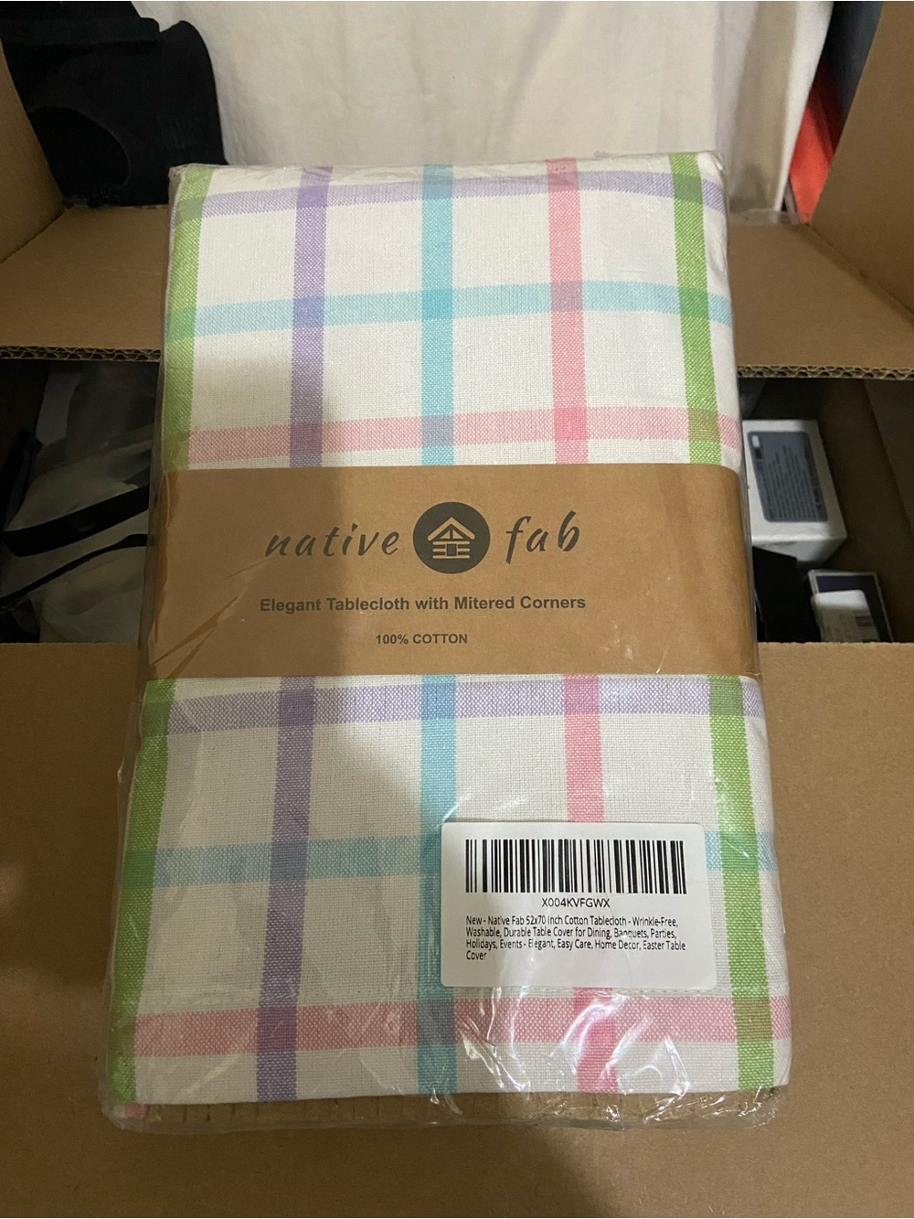 Native Fab Tablecloth 52x70 Inches - 100% Cotton, Durable, Wrinkle-Free, Machine